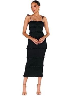 Show Me Your MuMu Stella Smocked Dress Black